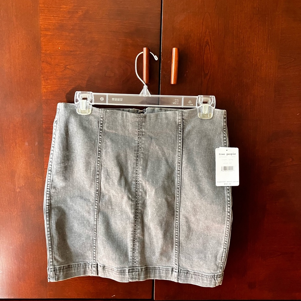 Free People Gray Denim Skirt